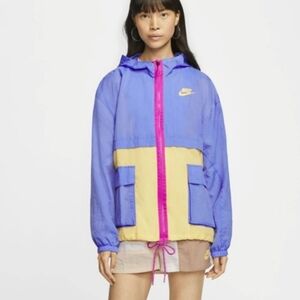 NIKE Sportswear Icon Clash Sapphire Old School Retro Women Woven Jacket Size XL